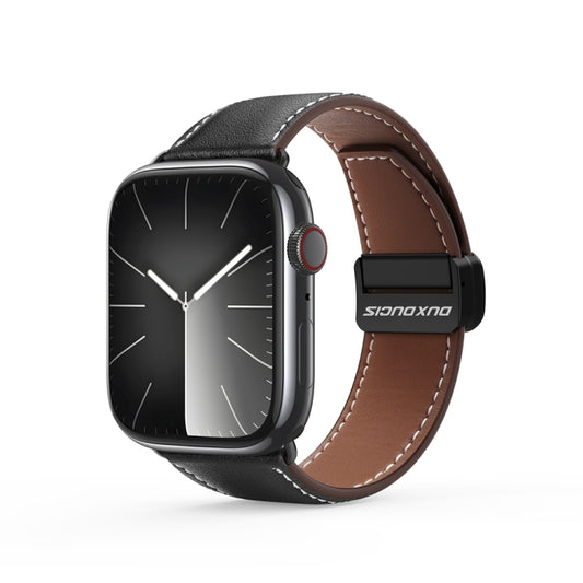 For Apple Watch Series 6 40mm DUX DUCIS YA Series Magnetic Buckle Genuine Leather Watch Band(Black) - Watch Bands by DUX DUCIS | Online Shopping South Africa | PMC Jewellery | Buy Now Pay Later Mobicred