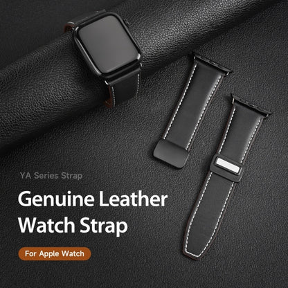 For Apple Watch Series 6 40mm DUX DUCIS YA Series Magnetic Buckle Genuine Leather Watch Band(Black) - Watch Bands by DUX DUCIS | Online Shopping South Africa | PMC Jewellery | Buy Now Pay Later Mobicred