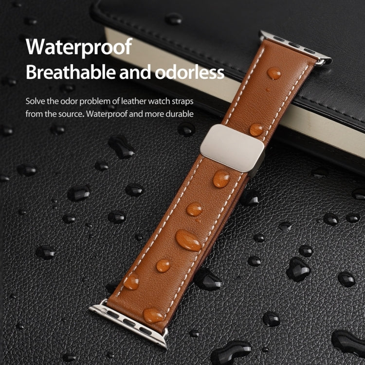 For Apple Watch Series 4 40mm DUX DUCIS YA Series Magnetic Buckle Genuine Leather Watch Band(Brown) - Watch Bands by DUX DUCIS | Online Shopping South Africa | PMC Jewellery | Buy Now Pay Later Mobicred