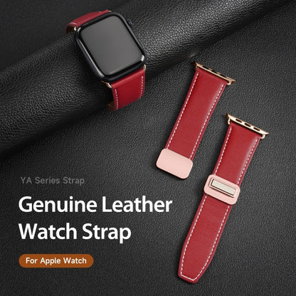 For Apple Watch Series 4 40mm DUX DUCIS YA Series Magnetic Buckle Genuine Leather Watch Band(Red) - Watch Bands by DUX DUCIS | Online Shopping South Africa | PMC Jewellery | Buy Now Pay Later Mobicred