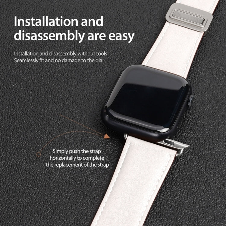 For Apple Watch Series 4 40mm DUX DUCIS YA Series Magnetic Buckle Genuine Leather Watch Band(White) - Watch Bands by DUX DUCIS | Online Shopping South Africa | PMC Jewellery | Buy Now Pay Later Mobicred