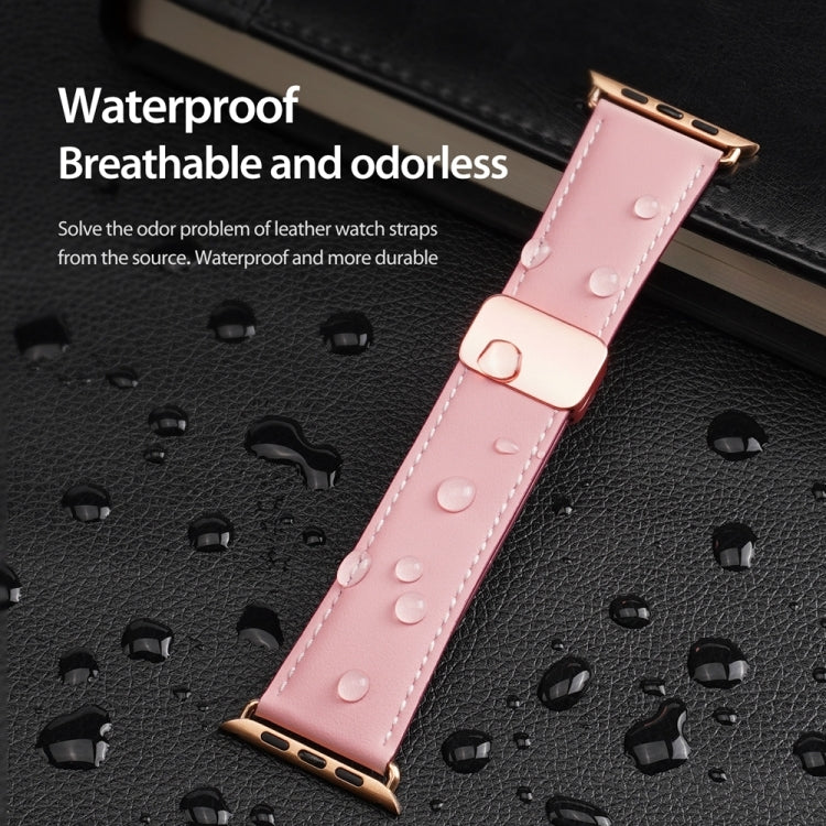 For Apple Watch Series 3 42mm DUX DUCIS YA Series Magnetic Buckle Genuine Leather Watch Band(Pink) - Watch Bands by DUX DUCIS | Online Shopping South Africa | PMC Jewellery | Buy Now Pay Later Mobicred