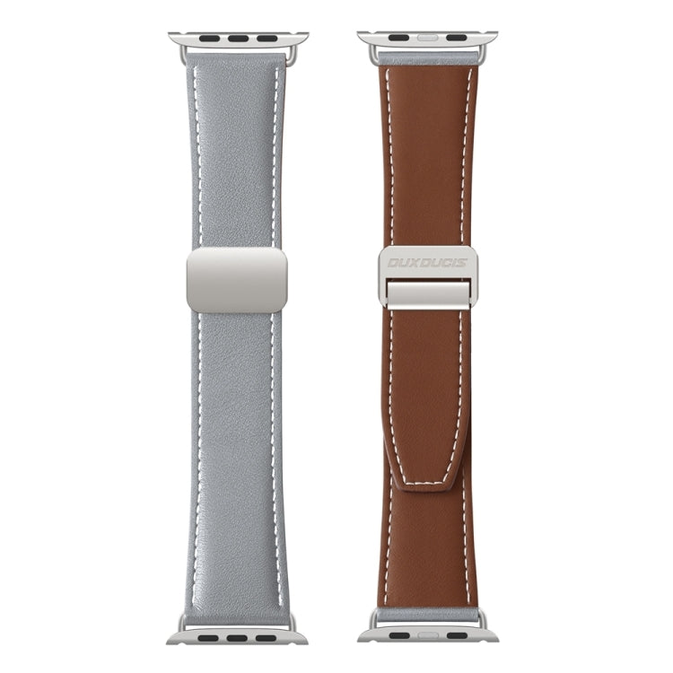 For Apple Watch 42mm DUX DUCIS YA Series Magnetic Buckle Genuine Leather Watch Band(Grey) - Watch Bands by DUX DUCIS | Online Shopping South Africa | PMC Jewellery | Buy Now Pay Later Mobicred