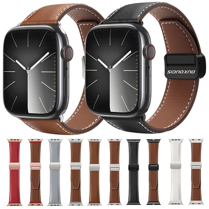 For Apple Watch Series 5 40mm DUX DUCIS YA Series Magnetic Buckle Genuine Leather Watch Band(Black) - Watch Bands by DUX DUCIS | Online Shopping South Africa | PMC Jewellery | Buy Now Pay Later Mobicred