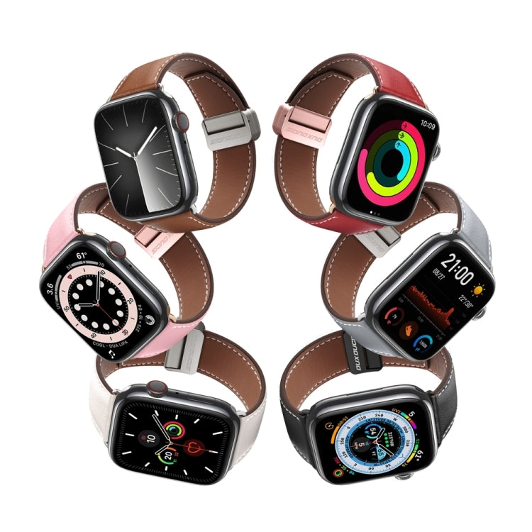 For Apple Watch Series 3 38mm DUX DUCIS YA Series Magnetic Buckle Genuine Leather Watch Band(Pink) - Watch Bands by DUX DUCIS | Online Shopping South Africa | PMC Jewellery | Buy Now Pay Later Mobicred