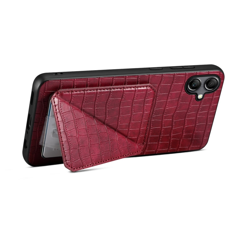 For Samsung Galaxy S24 5G Denior Imitation Crocodile Leather Back Phone Case with Holder(Rose Red) - Galaxy S24 5G Cases by Denior | Online Shopping South Africa | PMC Jewellery | Buy Now Pay Later Mobicred