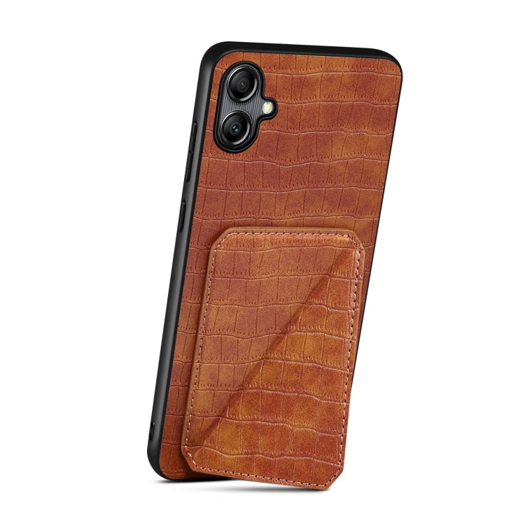 For Samsung Galaxy S24 Ultra 5G Denior Imitation Crocodile Leather Back Phone Case with Holder(Brown) - Galaxy S24 Ultra 5G Cases by Denior | Online Shopping South Africa | PMC Jewellery | Buy Now Pay Later Mobicred