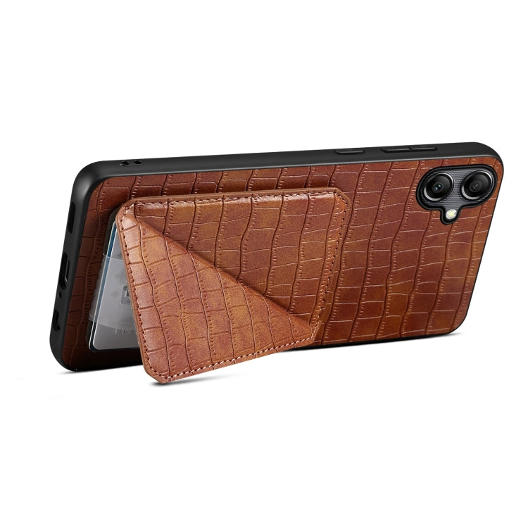 For Samsung Galaxy S24 Ultra 5G Denior Imitation Crocodile Leather Back Phone Case with Holder(Brown) - Galaxy S24 Ultra 5G Cases by Denior | Online Shopping South Africa | PMC Jewellery | Buy Now Pay Later Mobicred