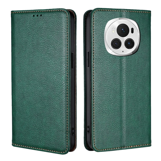 For Honor Magic6 Pro Gloss Oil Solid Color Magnetic Leather Phone Case(Green) - Honor Cases by PMC Jewellery | Online Shopping South Africa | PMC Jewellery | Buy Now Pay Later Mobicred