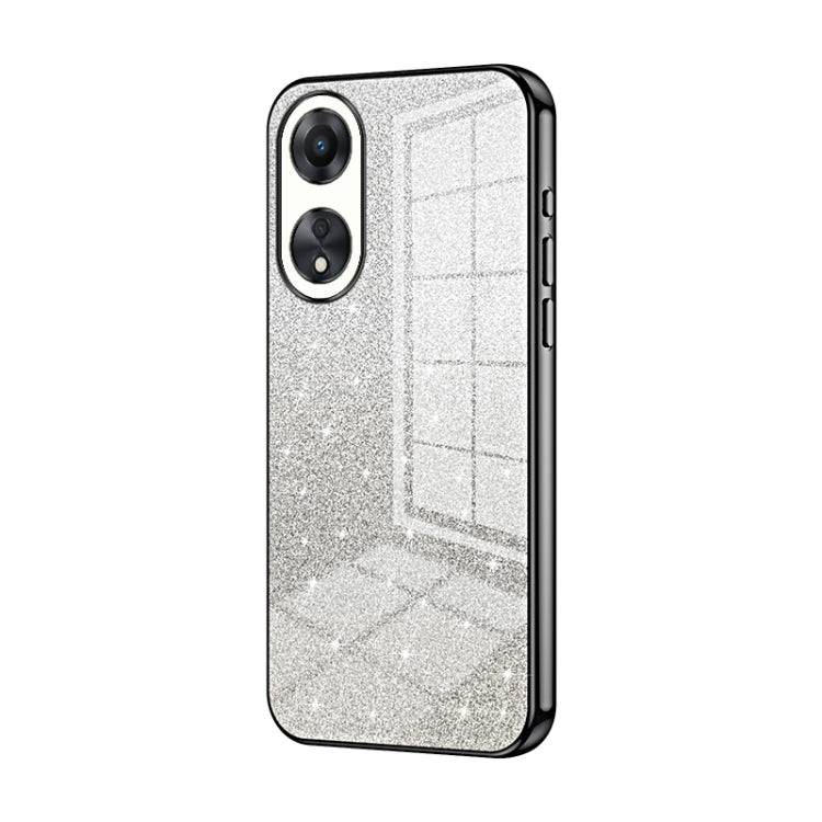 For OPPO A58 5G / A58x 5G Gradient Glitter Powder Electroplated Phone Case(Black) - OPPO Cases by PMC TechLife | Online Shopping South Africa | PMC TechLife | Buy Now Pay Later Mobicred
