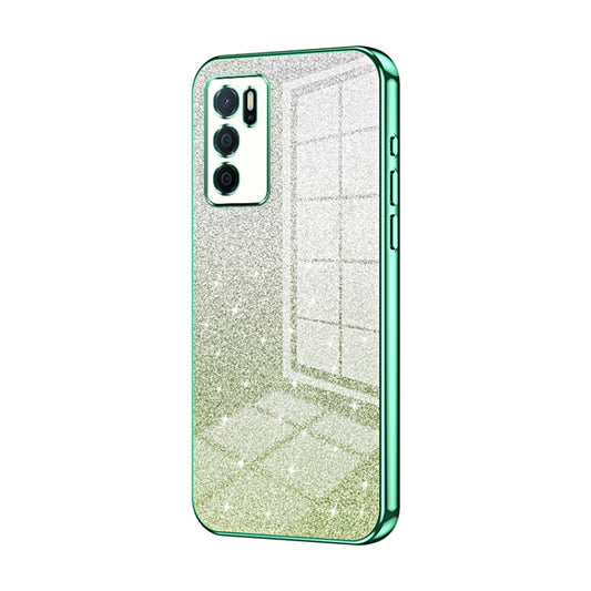 For OPPO A16 / A16s / A54s Gradient Glitter Powder Electroplated Phone Case(Green) - OPPO Cases by PMC Jewellery | Online Shopping South Africa | PMC Jewellery | Buy Now Pay Later Mobicred