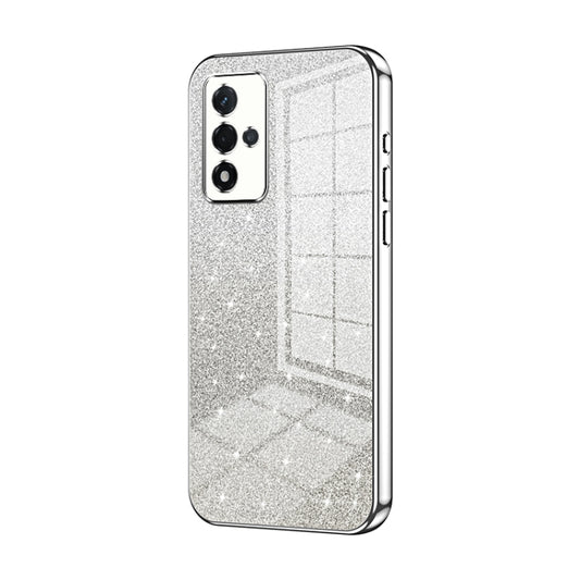 For OPPO A93s 5G Gradient Glitter Powder Electroplated Phone Case(Silver) - OPPO Cases by PMC Jewellery | Online Shopping South Africa | PMC Jewellery | Buy Now Pay Later Mobicred