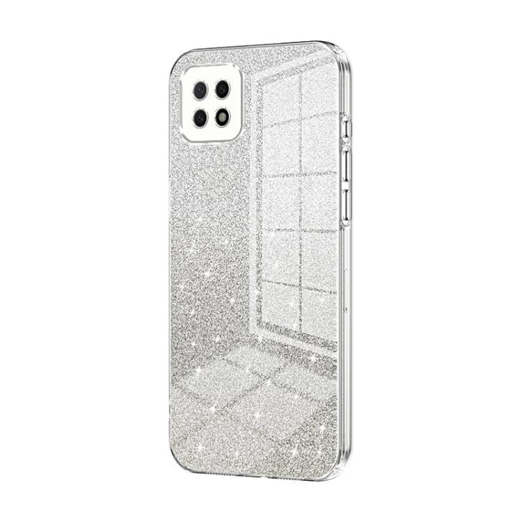 For OPPO A72 5G / A73 5G Gradient Glitter Powder Electroplated Phone Case(Transparent) - OPPO Cases by PMC Jewellery | Online Shopping South Africa | PMC Jewellery | Buy Now Pay Later Mobicred