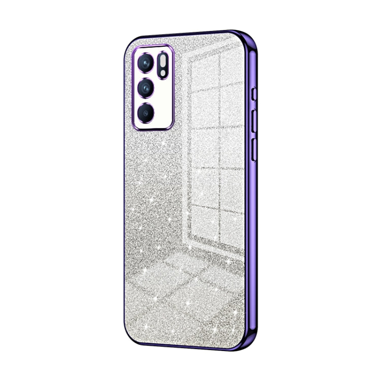For OPPO Reno6 Indian / Malay Gradient Glitter Powder Electroplated Phone Case(Purple) - OPPO Cases by PMC Jewellery | Online Shopping South Africa | PMC Jewellery | Buy Now Pay Later Mobicred