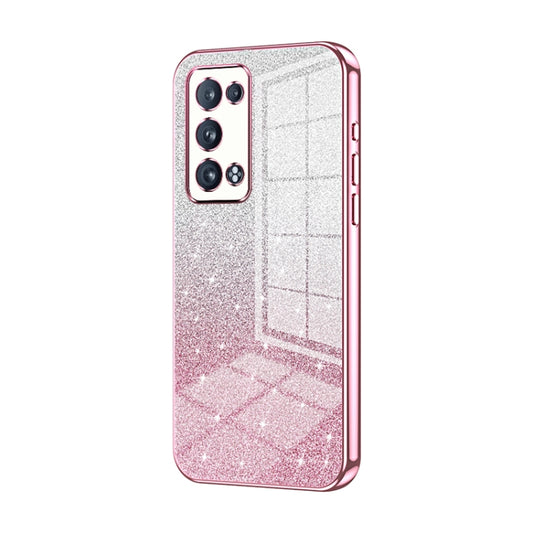 For OPPO Reno6 Pro+ Gradient Glitter Powder Electroplated Phone Case(Pink) - OPPO Cases by PMC Jewellery | Online Shopping South Africa | PMC Jewellery | Buy Now Pay Later Mobicred