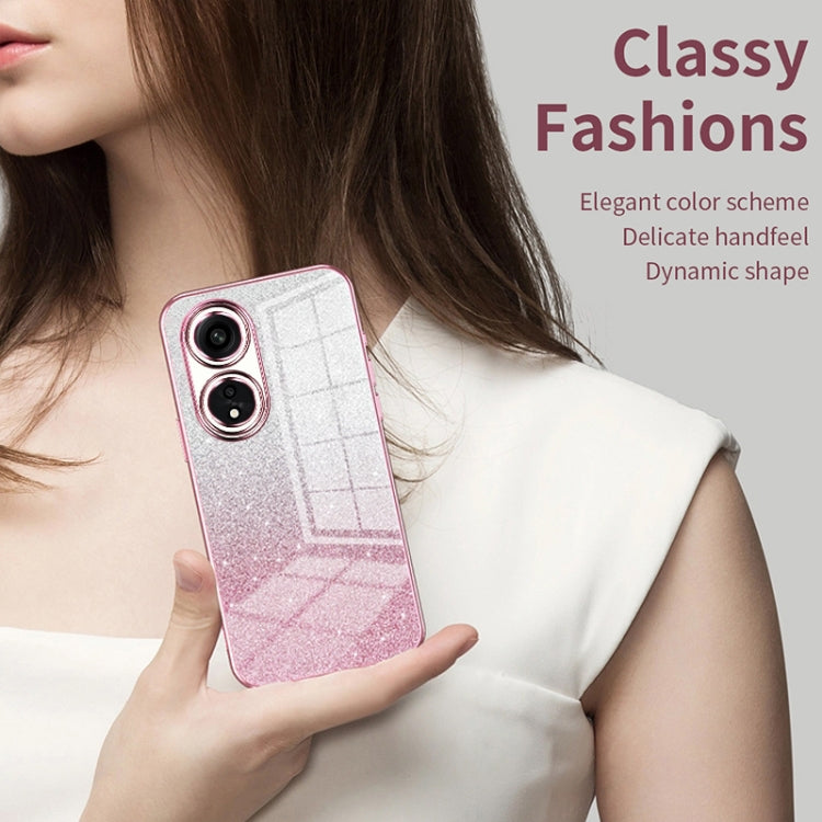 For OPPO Reno5 4G/5G / Reno5 K Gradient Glitter Powder Electroplated Phone Case(Transparent) - OPPO Cases by PMC Jewellery | Online Shopping South Africa | PMC Jewellery | Buy Now Pay Later Mobicred