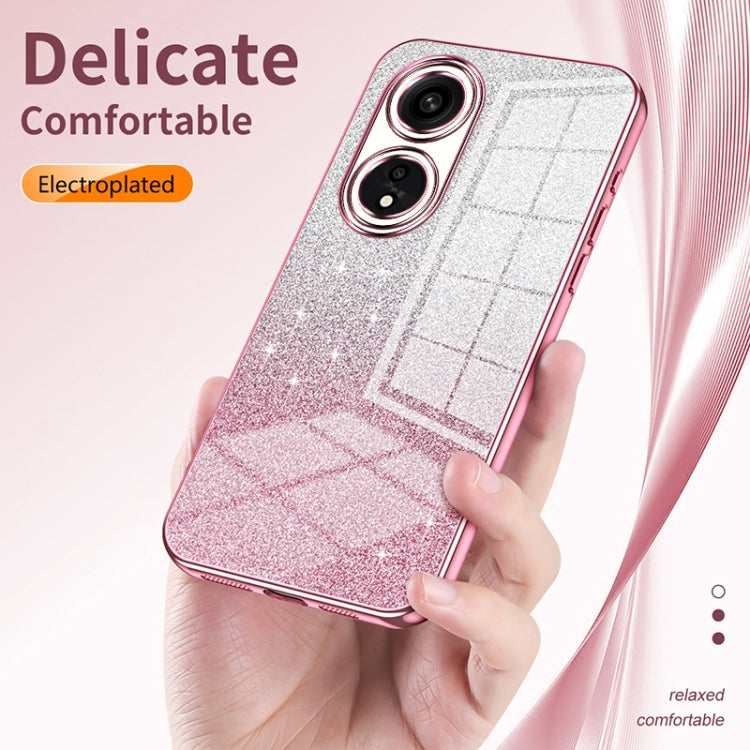 For OPPO A57 5G Gradient Glitter Powder Electroplated Phone Case(Transparent) - OPPO Cases by PMC Jewellery | Online Shopping South Africa | PMC Jewellery | Buy Now Pay Later Mobicred