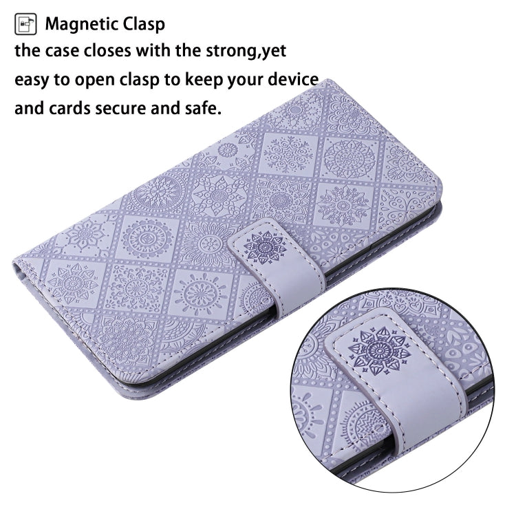 For Google Pixel 9 / 9 Pro Ethnic Style Embossed Pattern Leather Phone Case(Purple) - Google Cases by PMC Jewellery | Online Shopping South Africa | PMC Jewellery | Buy Now Pay Later Mobicred