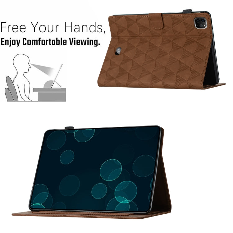 For iPad Pro 11 2024 Diamond Texture Embossed Leather Smart Tablet Case(Brown) - iPad Pro 11 2024 Cases by PMC Jewellery | Online Shopping South Africa | PMC Jewellery | Buy Now Pay Later Mobicred