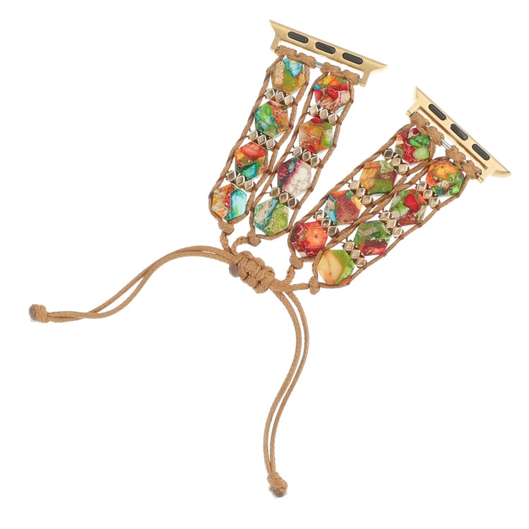 For Apple Watch Series 7 45mm Hexagonal Stones Drawstring Chain Watch Band(Colorful) - Watch Bands by PMC TechLife | Online Shopping South Africa | PMC TechLife