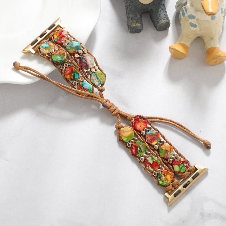 For Apple Watch Series 6 40mm Hexagonal Stones Drawstring Chain Watch Band(Colorful) - Watch Bands by PMC TechLife | Online Shopping South Africa | PMC TechLife