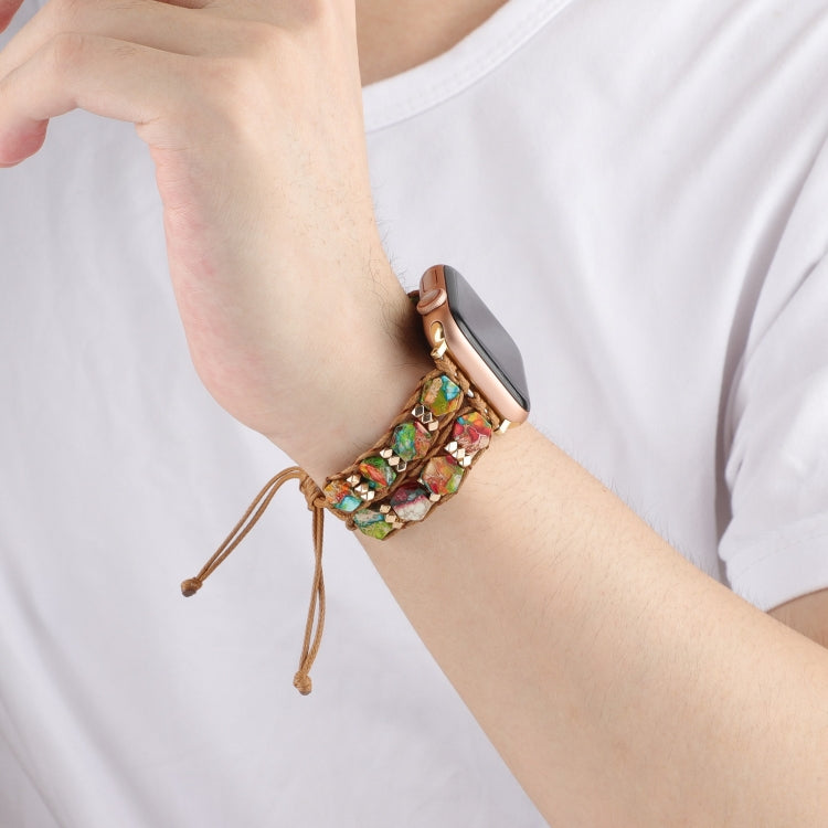 For Apple Watch Series 3 42mm Hexagonal Stones Drawstring Chain Watch Band(Colorful) - Watch Bands by PMC TechLife | Online Shopping South Africa | PMC TechLife