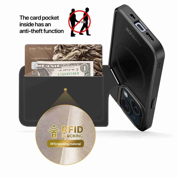 For iPhone 14 / 13 DUX DUCIS Rafi II Series MagSafe Magnetic Holder RFID Phone Case(Black) - iPhone 14 Cases by DUX DUCIS | Online Shopping South Africa | PMC Jewellery | Buy Now Pay Later Mobicred