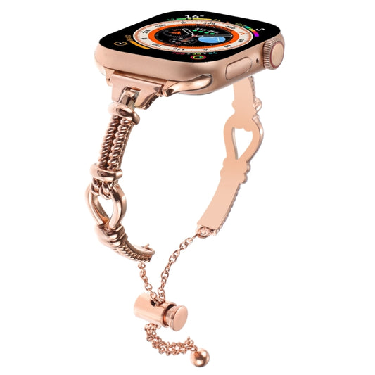 For Apple Watch Series 9 45mm Twist Metal Bracelet Chain Watch Band(Rose Gold) - Watch Bands by PMC Jewellery | Online Shopping South Africa | PMC Jewellery