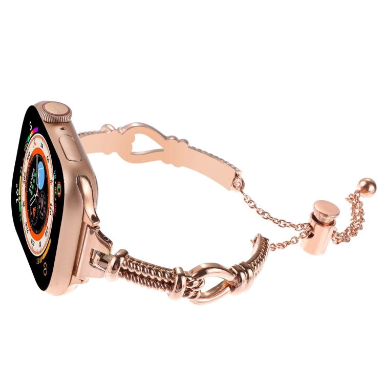 For Apple Watch SE 2022 44mm Twist Metal Bracelet Chain Watch Band(Rose Gold) - Watch Bands by PMC Jewellery | Online Shopping South Africa | PMC Jewellery