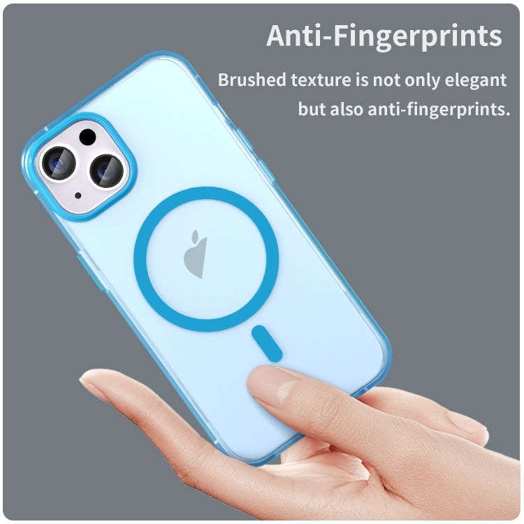 For iPhone 15 MagSafe Frosted Translucent TPU + PC Full Coverage Phone Case(Blue) - iPhone 15 Cases by PMC Jewellery | Online Shopping South Africa | PMC Jewellery