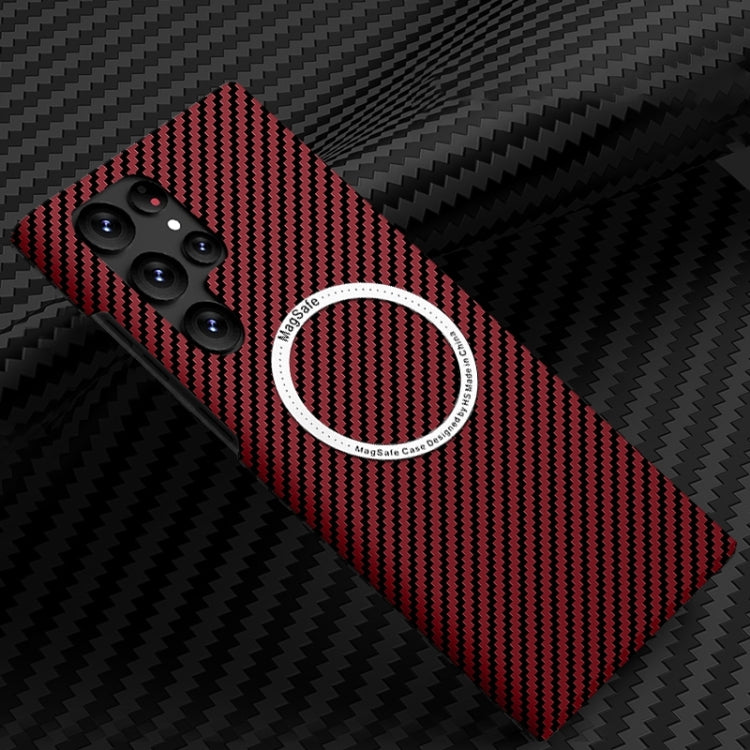 For Samsung Galaxy S25 Ultra 5G Carbon Fiber Texture MagSafe Magnetic Phone Case(Red) - Galaxy S25 Ultra 5G Cases by PMC Jewellery | Online Shopping South Africa | PMC Jewellery | Buy Now Pay Later Mobicred