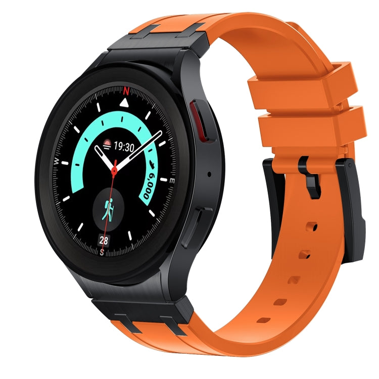 For Samsung Galaxy watch 4 / 5 / 6 AP Series Liquid Silicone Watch Band(Black Orange) - Watch Bands by PMC Jewellery | Online Shopping South Africa | PMC Jewellery