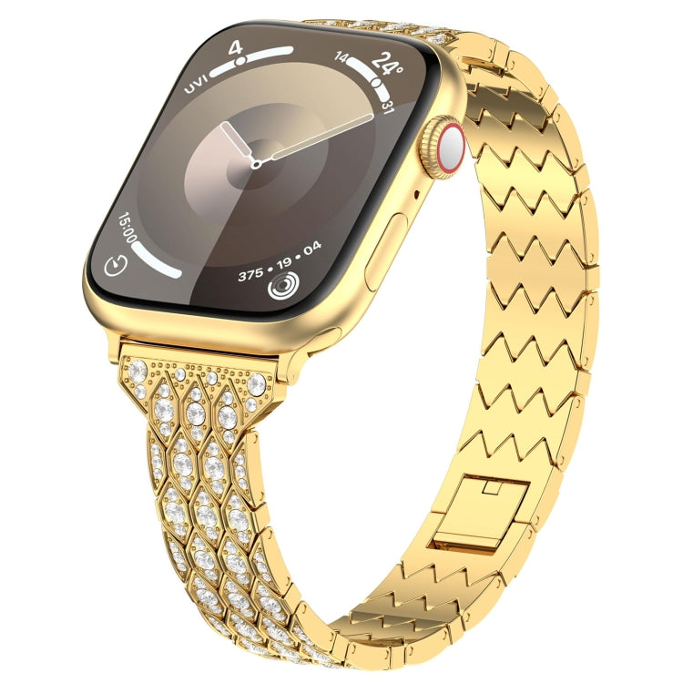 For Apple Watch Series 9 41mm Devil Eye Diamond Bracelet Metal Watch Band(Gold) - Watch Bands by PMC Jewellery | Online Shopping South Africa | PMC Jewellery