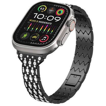 For Apple Watch Ultra 49mm Devil Eye Diamond Bracelet Metal Watch Band(Black) - Watch Bands by PMC Jewellery | Online Shopping South Africa | PMC Jewellery