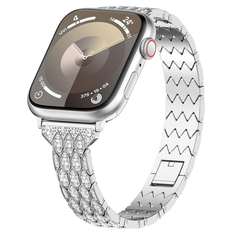 For Apple Watch SE 40mm Devil Eye Diamond Bracelet Metal Watch Band(Silver) - Watch Bands by PMC TechLife | Online Shopping South Africa | PMC TechLife