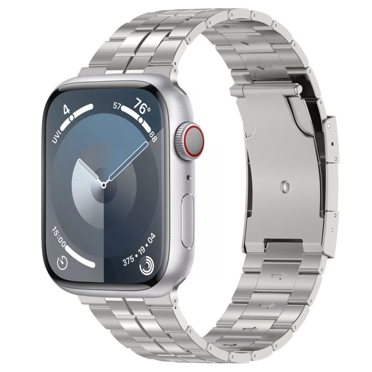 For Apple Watch SE 44mm Tortoise Buckle Titanium Steel Watch Band(Silver) - Watch Bands by PMC Jewellery | Online Shopping South Africa | PMC Jewellery