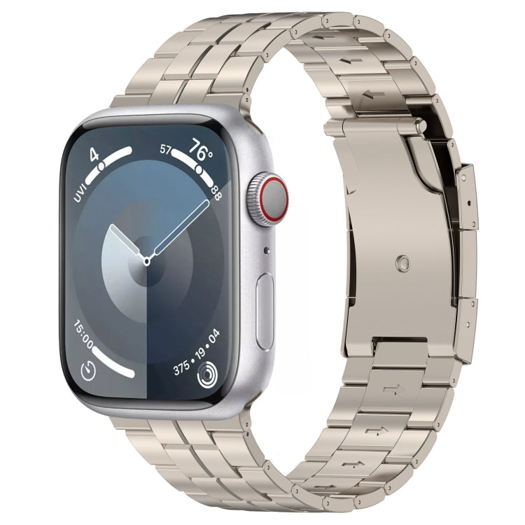 For Apple Watch Series 6 40mm Tortoise Buckle Titanium Steel Watch Band(Starlight) - Watch Bands by PMC Jewellery | Online Shopping South Africa | PMC Jewellery