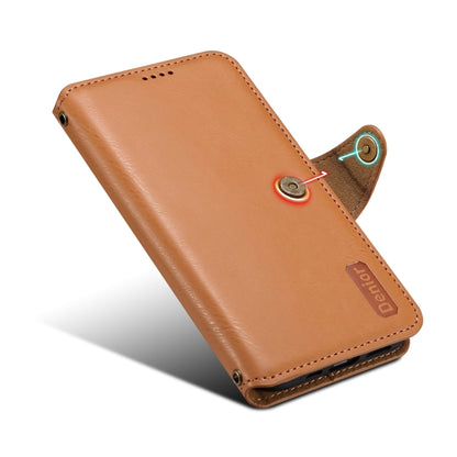 For iPhone 16 Pro Denior Cowhide Texture Wallet Style Leather Phone Case(Khaki) - iPhone 16 Pro Cases by Denior | Online Shopping South Africa | PMC Jewellery | Buy Now Pay Later Mobicred