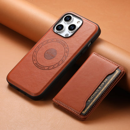 For iPhone 13 Pro Denior Cowhide Texture Leather MagSafe Detachable Wallet Phone Case(Brown) - iPhone 13 Pro Cases by Denior | Online Shopping South Africa | PMC Jewellery | Buy Now Pay Later Mobicred