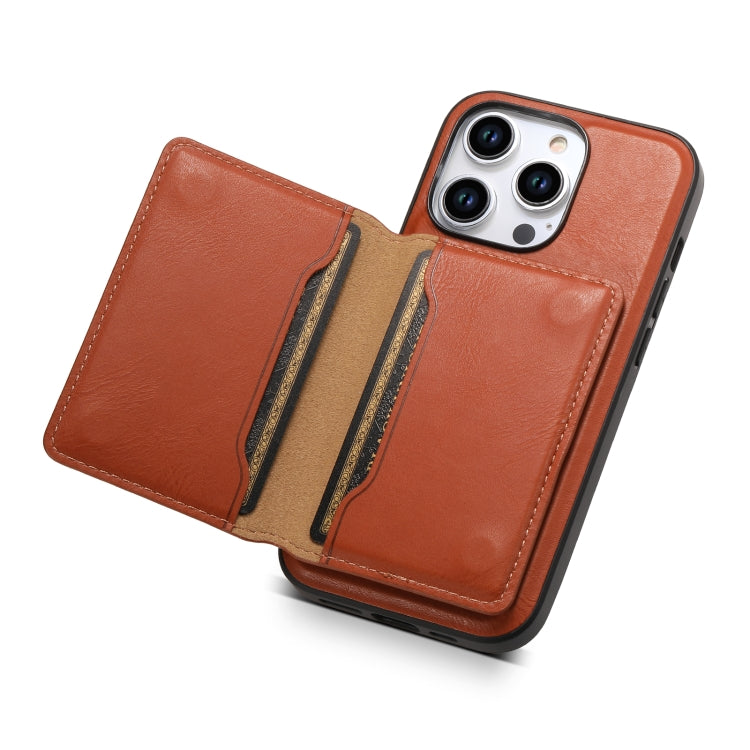 For iPhone 12 Denior Cowhide Texture Leather MagSafe Detachable Wallet Phone Case(Brown) - iPhone 12 / 12 Pro Cases by Denior | Online Shopping South Africa | PMC Jewellery | Buy Now Pay Later Mobicred