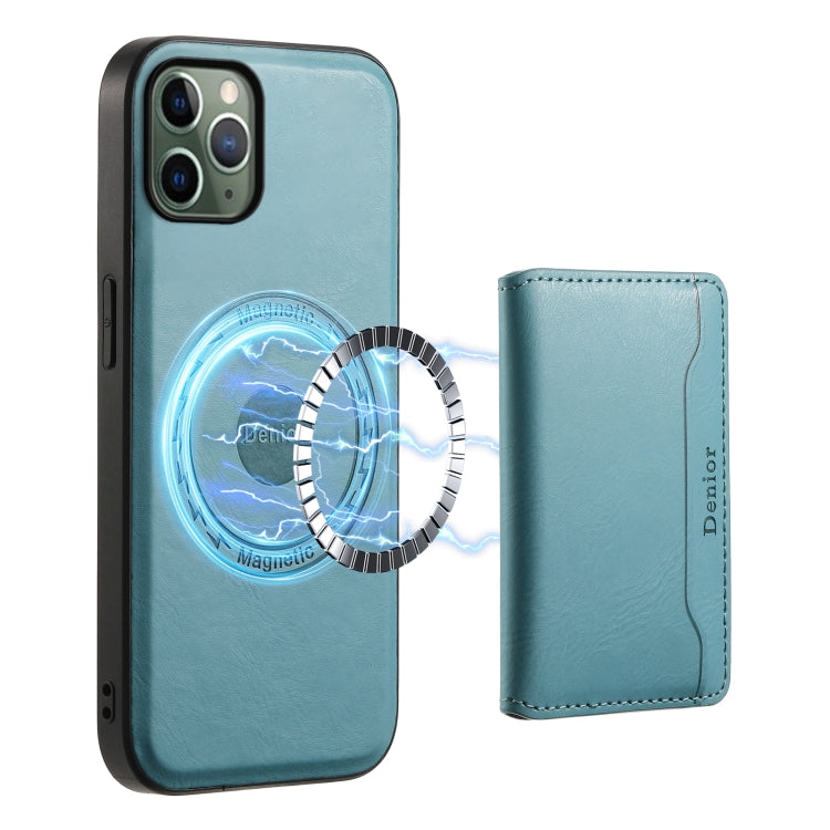 For iPhone 11 Pro Denior Cowhide Texture Leather MagSafe Detachable Wallet Phone Case(Blue) - iPhone 11 Pro Cases by Denior | Online Shopping South Africa | PMC Jewellery | Buy Now Pay Later Mobicred