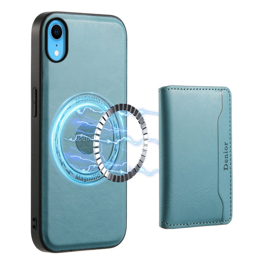 For iPhone XR Denior Cowhide Texture Leather MagSafe Detachable Wallet Phone Case(Blue) - More iPhone Cases by Denior | Online Shopping South Africa | PMC Jewellery | Buy Now Pay Later Mobicred