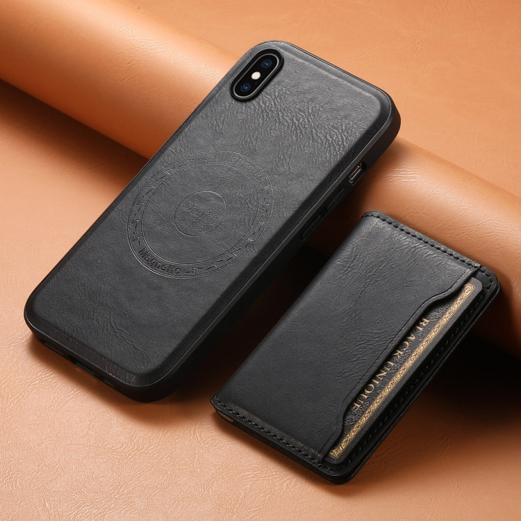 For iPhone XS Max Denior Cowhide Texture Leather MagSafe Detachable Wallet Phone Case(Black) - More iPhone Cases by Denior | Online Shopping South Africa | PMC Jewellery | Buy Now Pay Later Mobicred