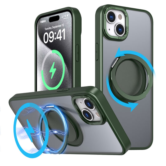 For iPhone 15 360-degree Rotating MagSafe Magnetic Holder Phone Case(Green) - iPhone 15 Cases by PMC Jewellery | Online Shopping South Africa | PMC Jewellery