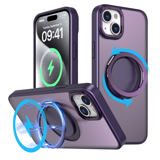 For iPhone 15 Plus 360-degree Rotating MagSafe Magnetic Holder Phone Case(Purple) - iPhone 15 Plus Cases by PMC Jewellery | Online Shopping South Africa | PMC Jewellery