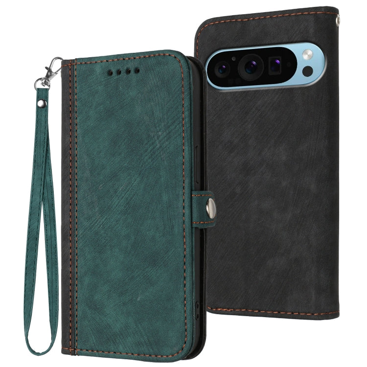 For Google Pixel 9 Pro Side Buckle Double Fold Hand Strap Leather Phone Case(Dark Green) - Google Cases by PMC Jewellery | Online Shopping South Africa | PMC Jewellery | Buy Now Pay Later Mobicred