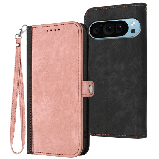 For Google Pixel 9 Side Buckle Double Fold Hand Strap Leather Phone Case(Pink) - Google Cases by PMC Jewellery | Online Shopping South Africa | PMC Jewellery | Buy Now Pay Later Mobicred