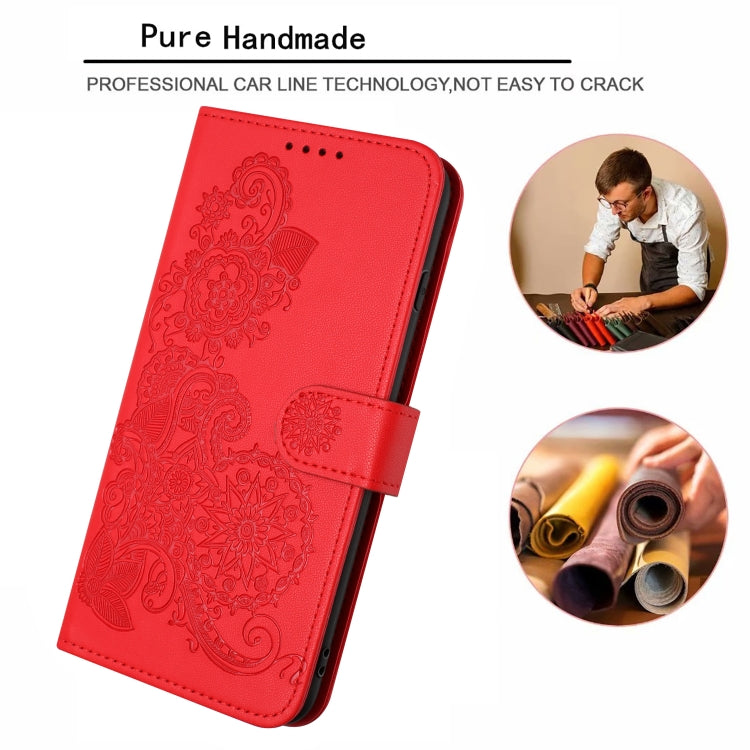 For Huawei Pura 70 Pro/70 Pro+ Datura Flower Embossed Flip Leather Phone Case(Red) - Huawei Cases by PMC Jewellery | Online Shopping South Africa | PMC Jewellery | Buy Now Pay Later Mobicred