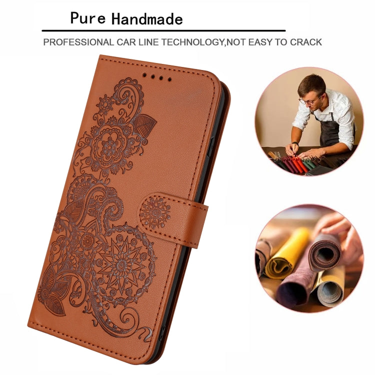 For Huawei Pura 70 Pro/70 Pro+ Datura Flower Embossed Flip Leather Phone Case(Brown) - Huawei Cases by PMC Jewellery | Online Shopping South Africa | PMC Jewellery | Buy Now Pay Later Mobicred