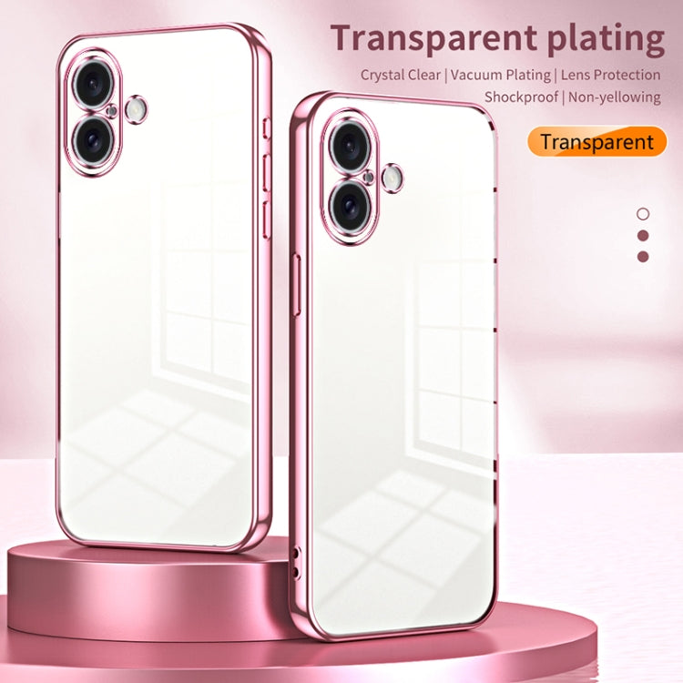 For iPhone 16 Transparent Plating Fine Hole Phone Case(Black) - iPhone 16 Cases by PMC Jewellery | Online Shopping South Africa | PMC Jewellery | Buy Now Pay Later Mobicred